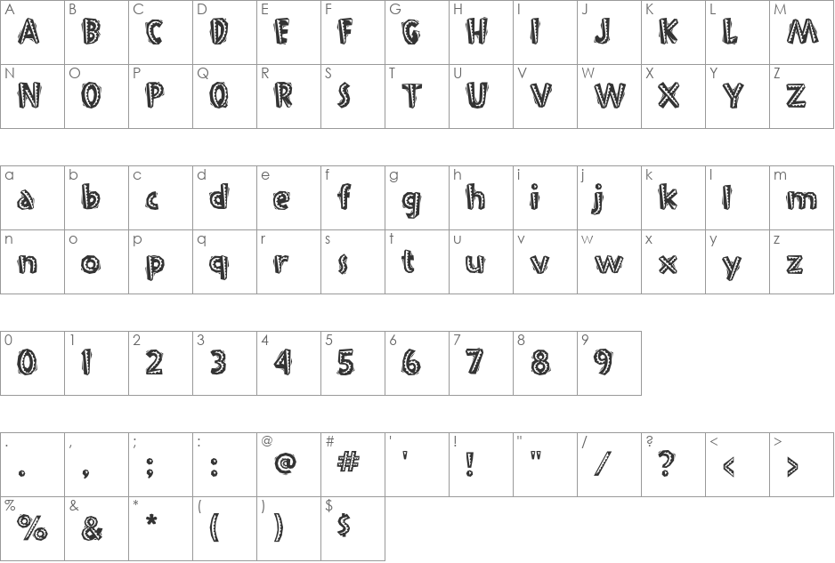 Fiesta font character map preview