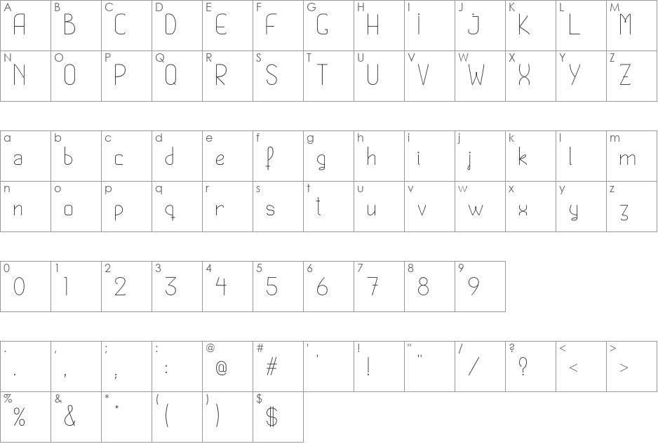 Fifont font character map preview