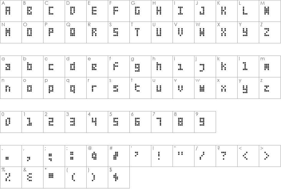 Fifteen Okay Slanted font character map preview