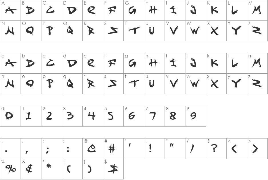 Fight Kid font character map preview