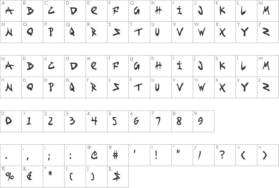 Fight Kid Condensed font character map preview