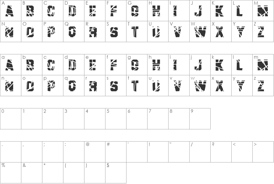 Fight Me Later font character map preview
