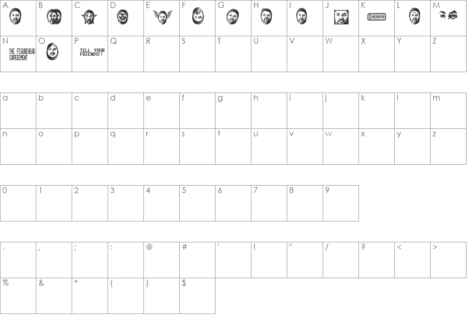 figurehead experiment font character map preview