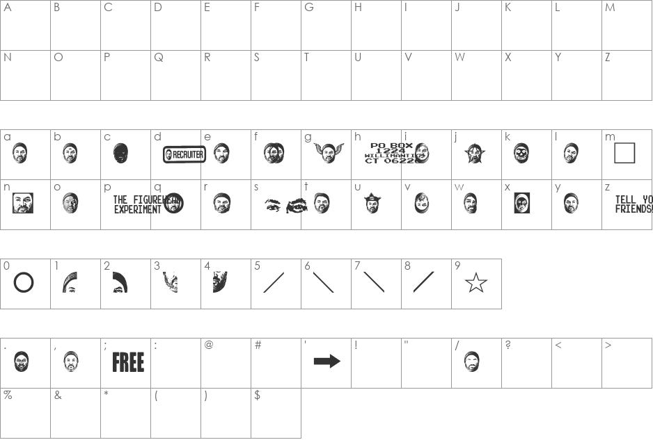 figurehead font character map preview