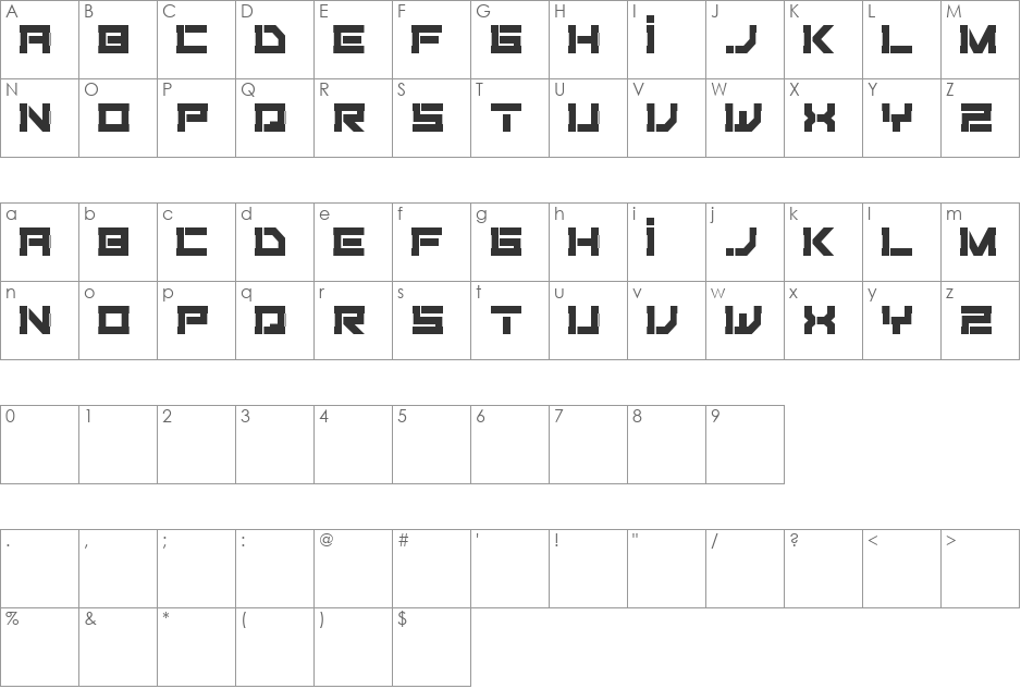 Fiker Futura font character map preview