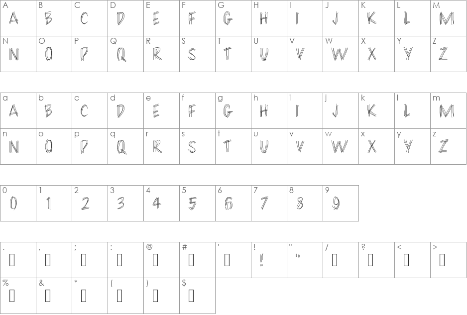 FILAMENT font character map preview