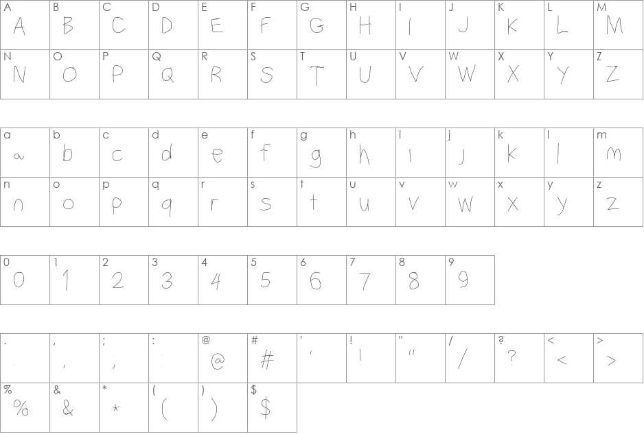 Filament Serie font character map preview