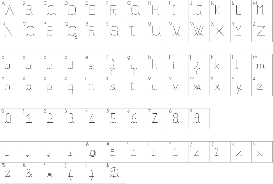 FilatureStd font character map preview