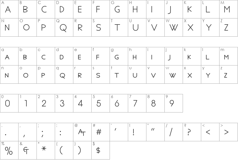 Anatolian font character map preview
