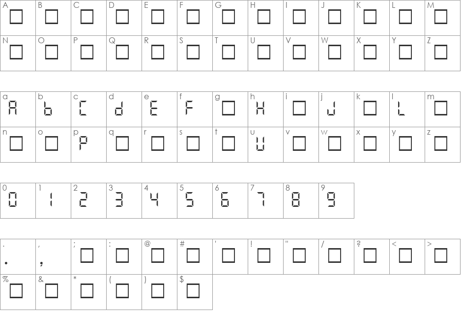 FILCD font character map preview