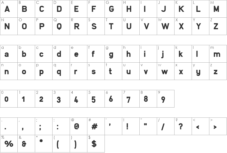 Filetto font character map preview