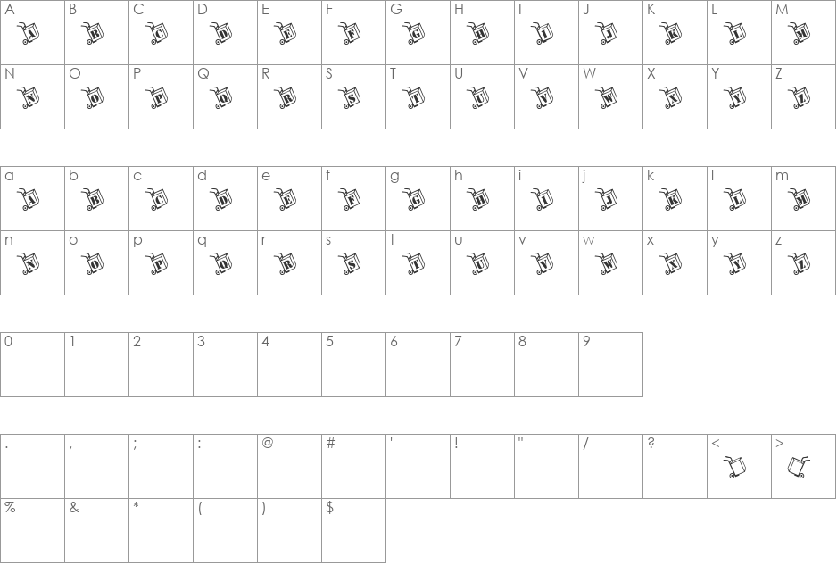 Filim City font character map preview