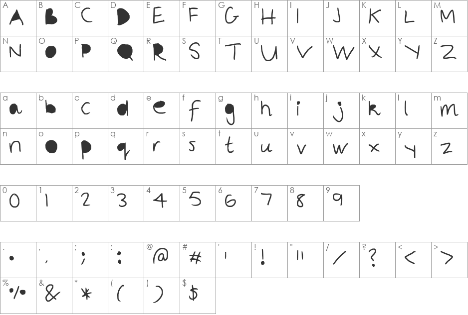 Fill in the blanks font character map preview