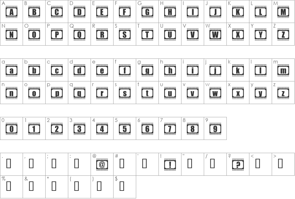 film505 font character map preview