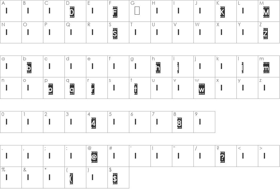 FilmStrip Demo font character map preview