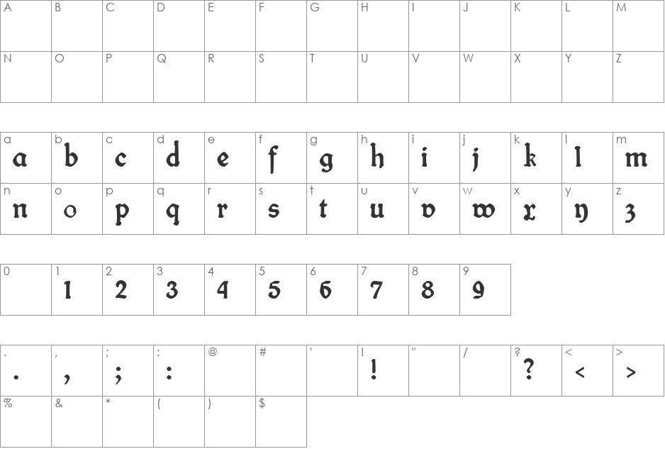 fin fraktur font character map preview