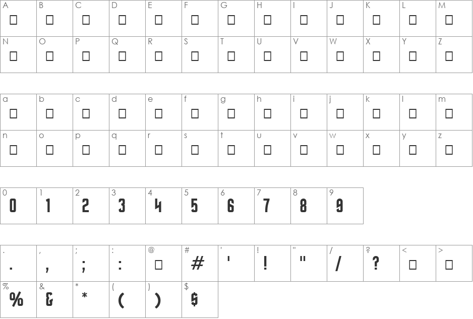 Final font character map preview