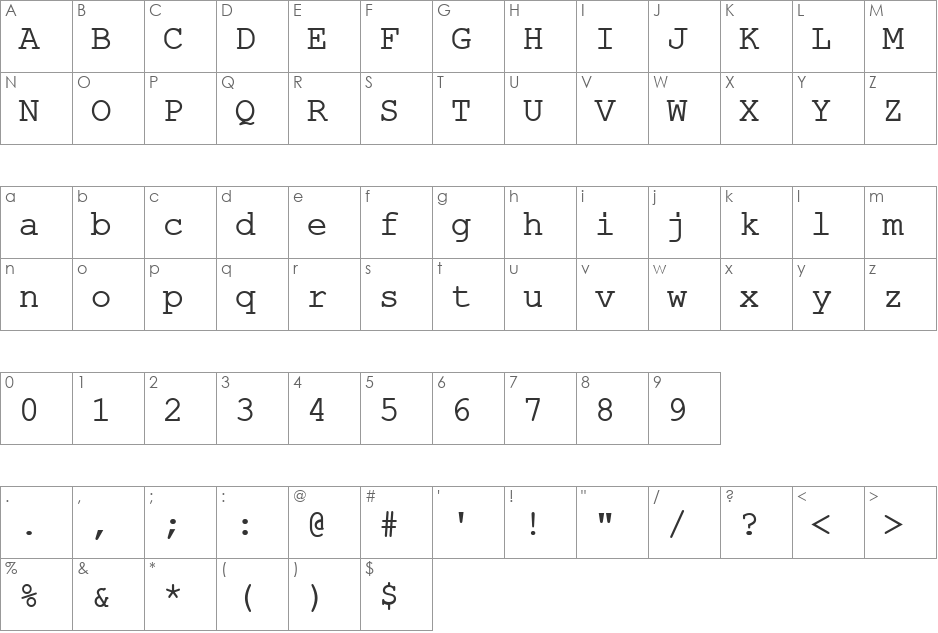 Final Draft Heavy font character map preview