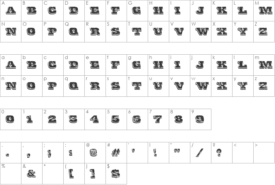 Final Gambit font character map preview