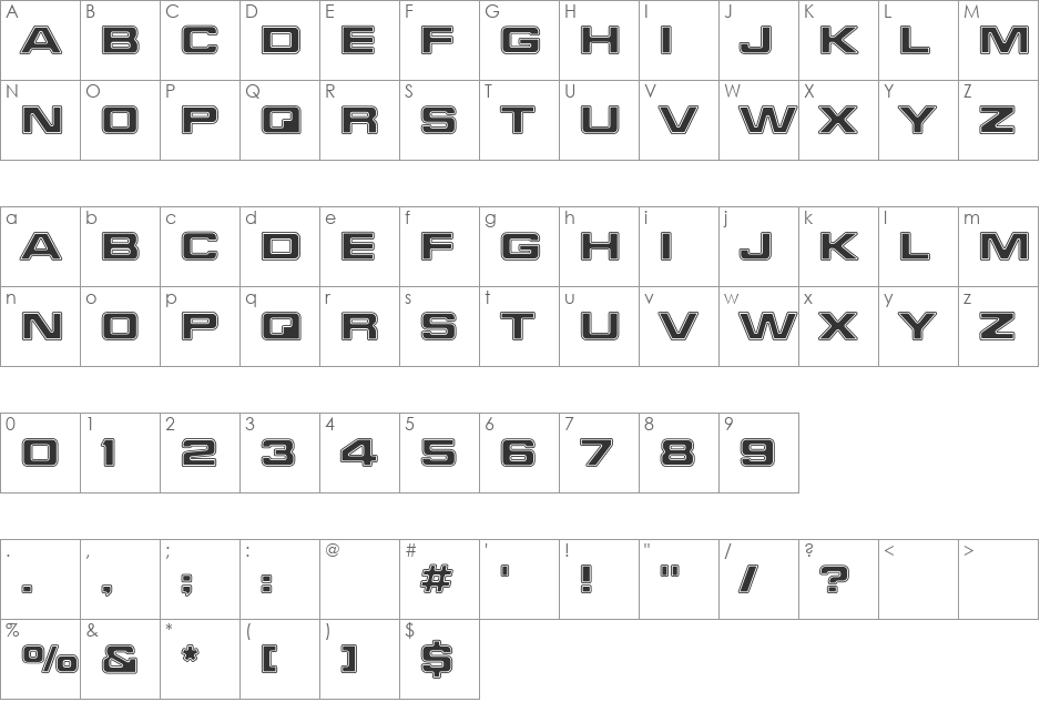 FinalFrontierShipside font character map preview