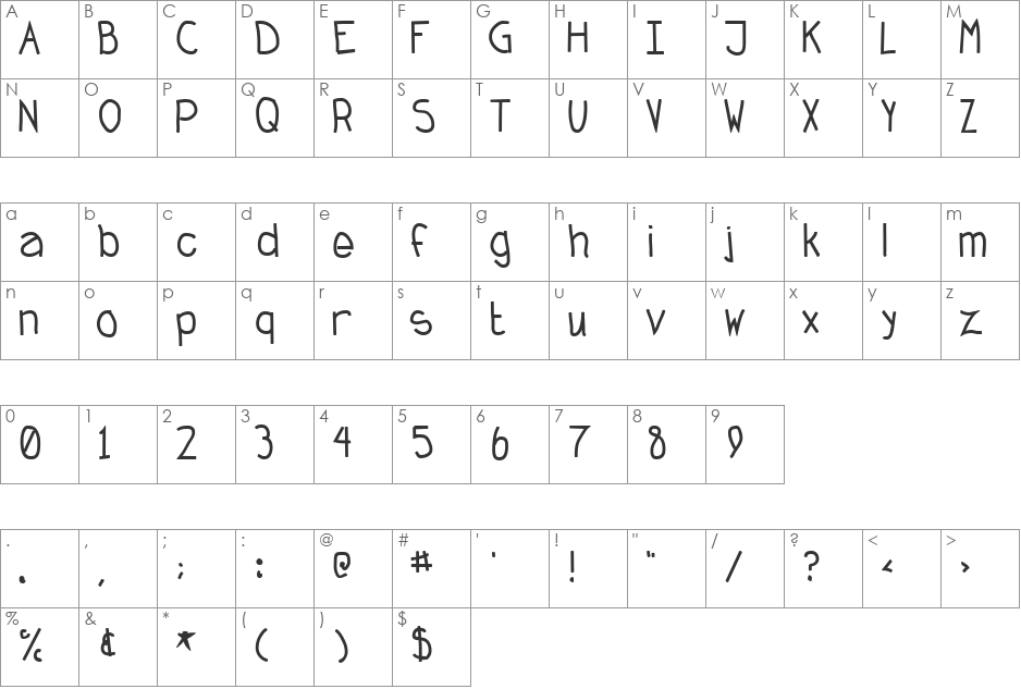 Finals Week font character map preview