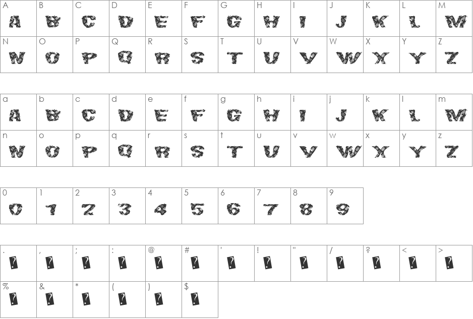 FinalSlash font character map preview