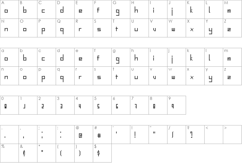 Anchorage font character map preview