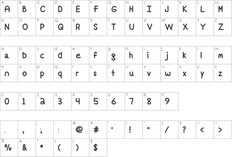 Fine Again font character map preview