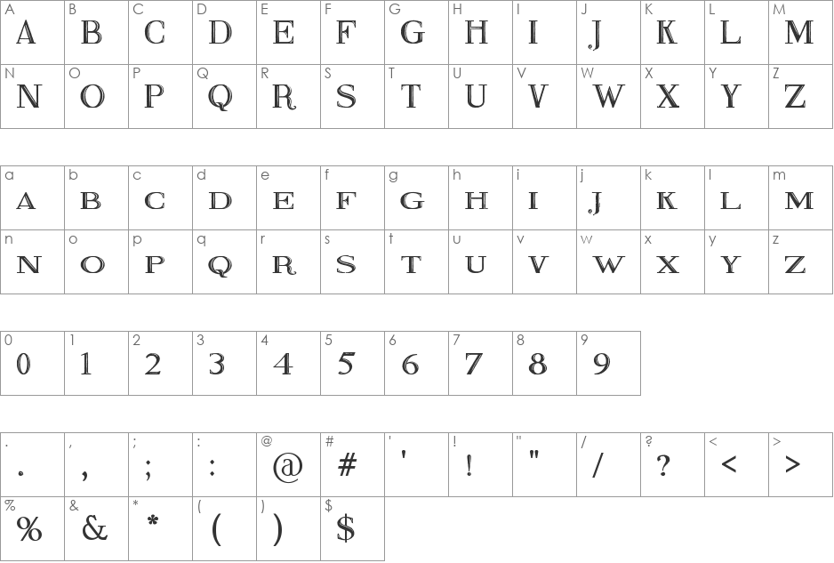 Fine Blackboard font character map preview