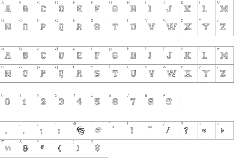 Fine College font character map preview