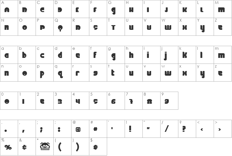 FineOMite font character map preview