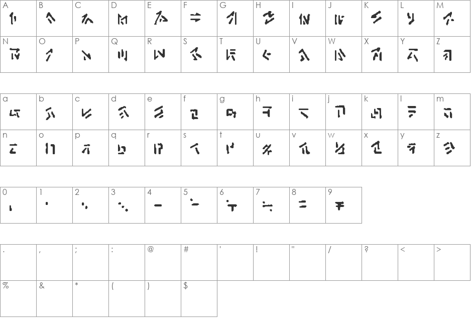 Anchrish Runes font character map preview