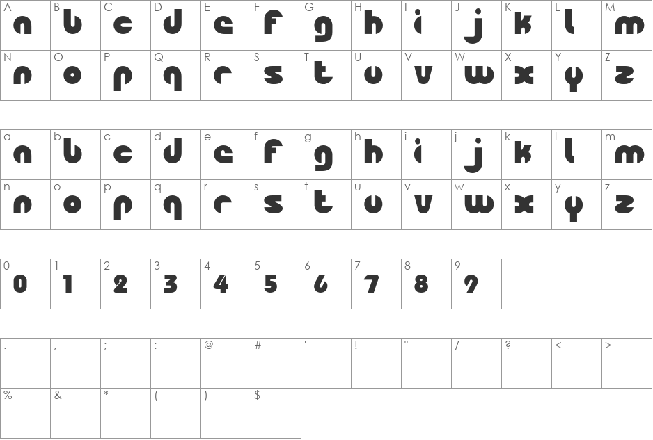 Fingerpop font character map preview
