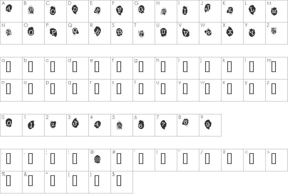 Fingerprints Inside font character map preview