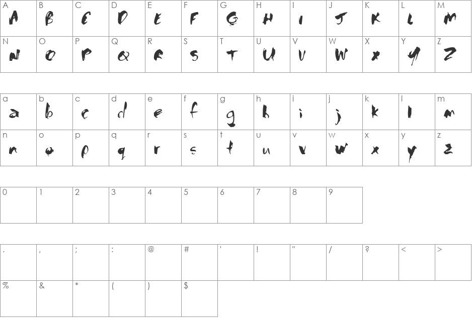 finiky font character map preview