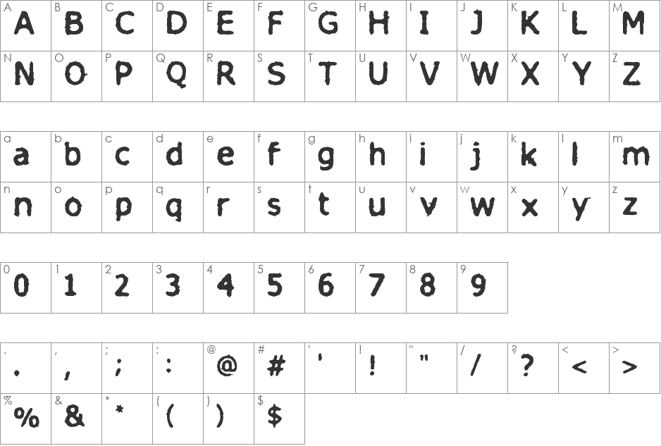finitimus iungo font character map preview
