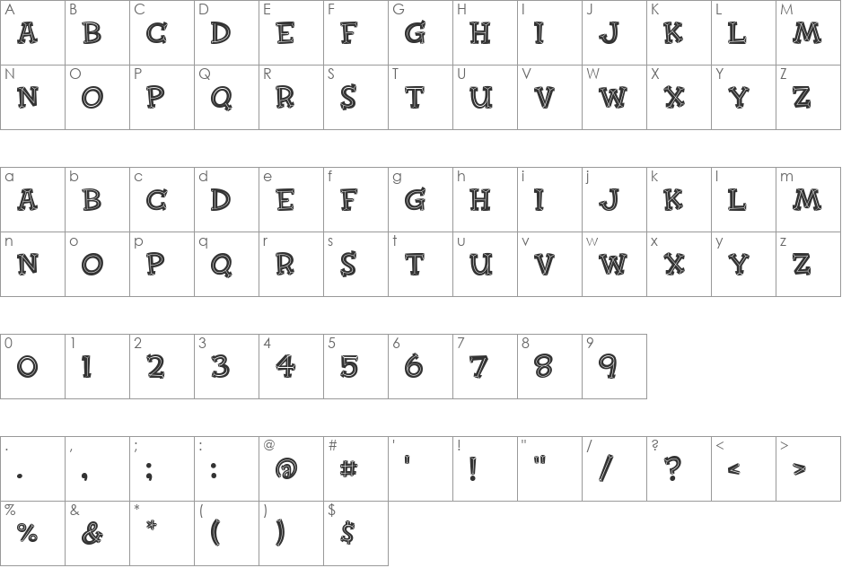 FinkBold font character map preview