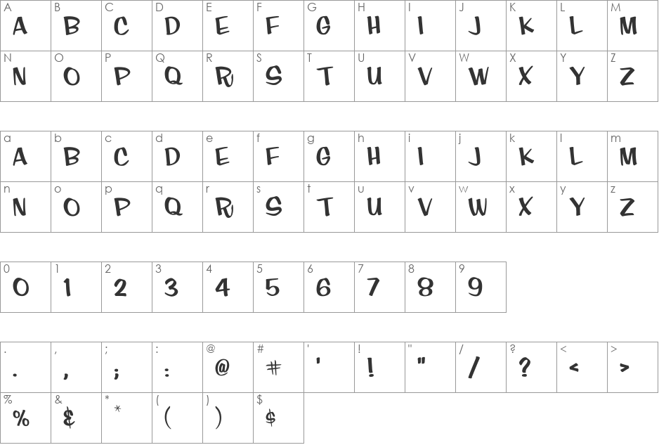 FinkCasual font character map preview