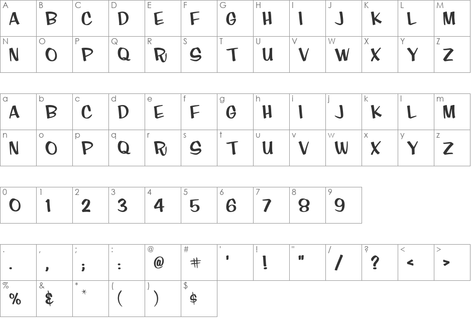FinkCasual font character map preview