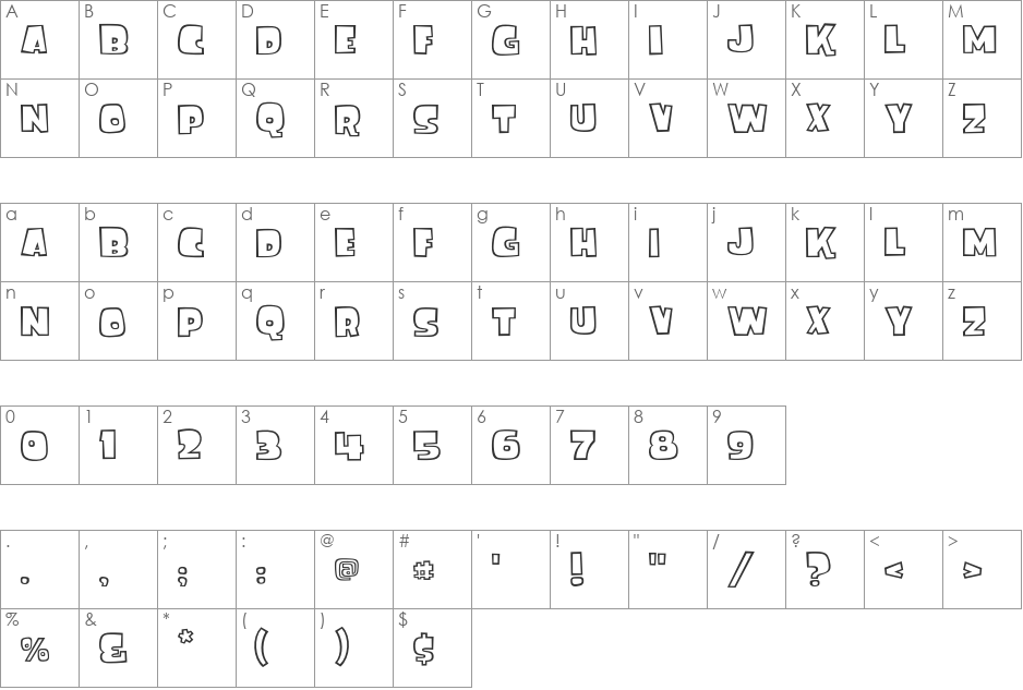 FinkGothic font character map preview