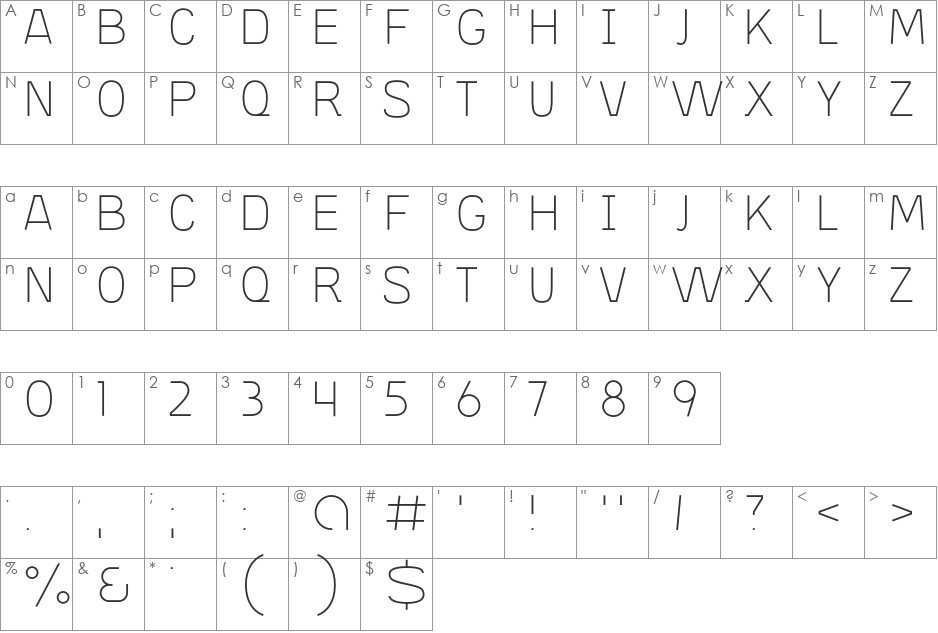 Finkl font character map preview