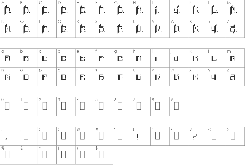 Finn font character map preview
