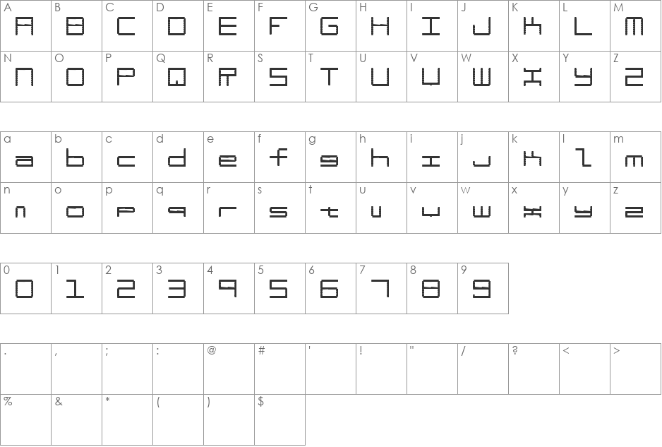 Finz font character map preview