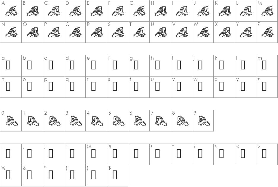 Fire Helmet font character map preview