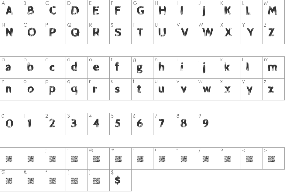 FireBlock font character map preview