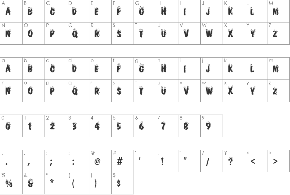 Firebug font character map preview