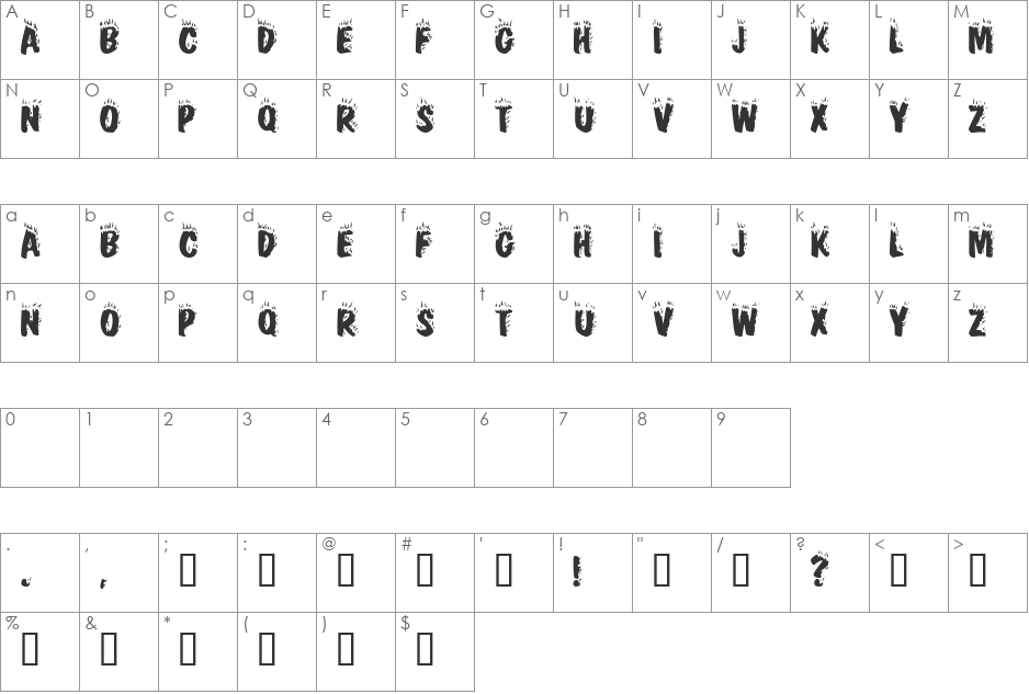 FirebugCapsSSi font character map preview