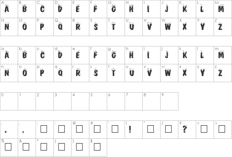 FirebugCapsSSK font character map preview