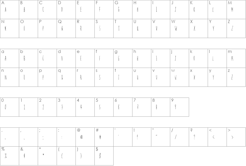 Firefly font character map preview