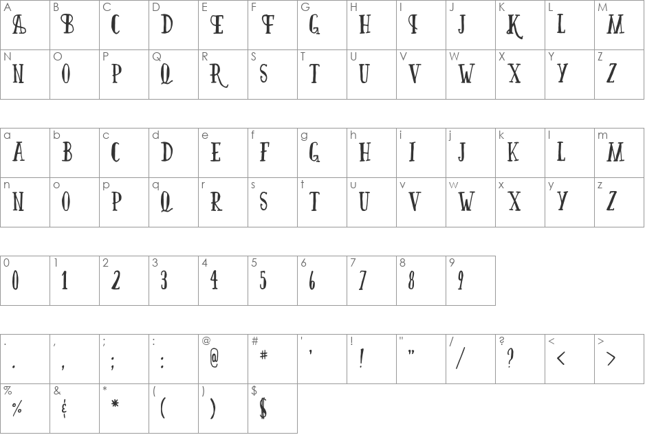 Firefly font character map preview